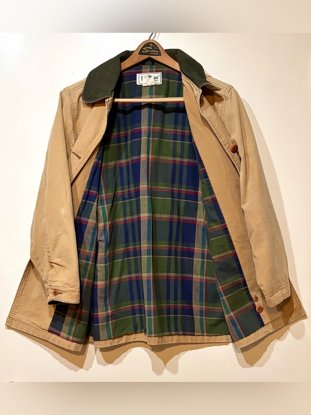 Vintage L.L. Bean Original Field Coat / Barn Jacket with Plaid Flannel Lining - Picture 3 of 14